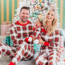 Load image into Gallery viewer, Check Print Round Neck Matching Family Christmas Pajamas Set
