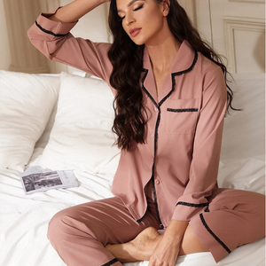 Peach Solid Color Cotton Pajamas Set