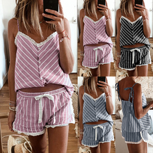 Load image into Gallery viewer, Women Summer Vest Shorts Pajamas Set
