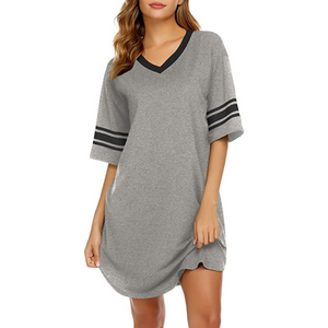 Cotton V Neck Short Sleeve Loose Comfy Shirt and Sleepwear