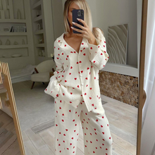 Load image into Gallery viewer, Love Print Pure Cotton Wide Leg Pajamas Set
