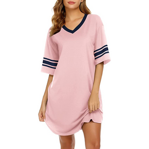 Cotton V Neck Short Sleeve Loose Comfy Shirt and Sleepwear