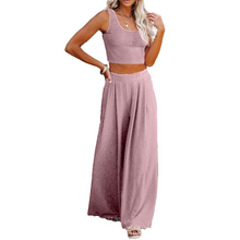 Load image into Gallery viewer, Wide Leg Pajamas with Matching Sleeveless Top
