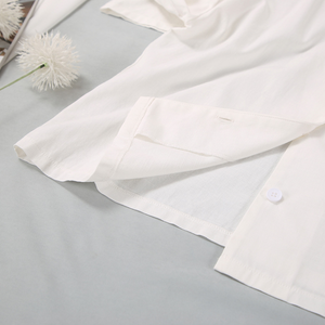 White Cotton and Linen Loose Fit Wide Leg Pajamas Set