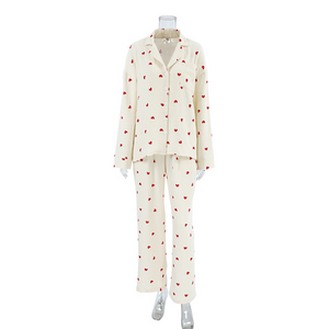 Love Print Pure Cotton Wide Leg Pajamas Set