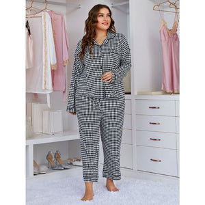 Black and White Plus Size Pajamas Set