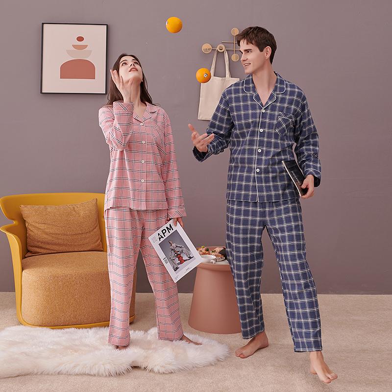 Matching Check Pajamas Set for Couple