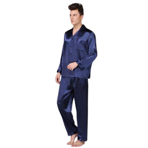 Men Long Sleeve Silk Pajama Set