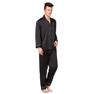 Men Long Sleeve Silk Pajama Set