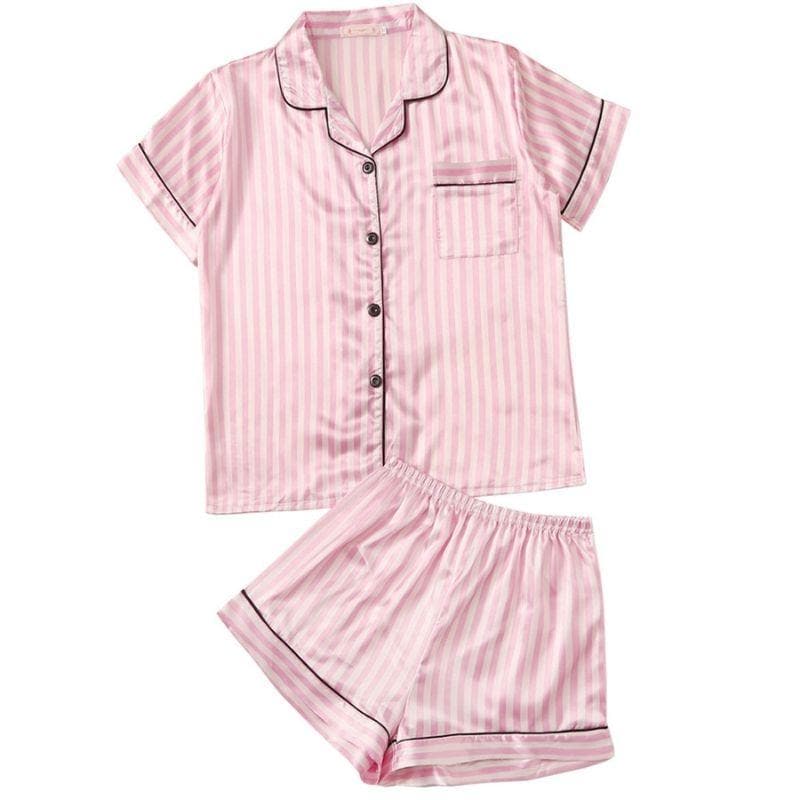 Pink Silk Shorts Sleepwear Set for Women