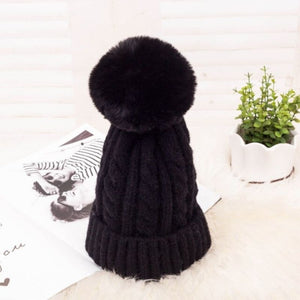 Women Braided Beanie for Holidays With Removable Pom-pom