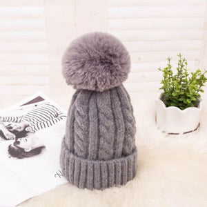 Women Braided Beanie for Holidays With Removable Pom-pom