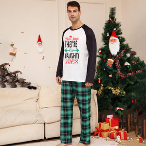 Naughty Santa Blue Plaid Family Pajamas