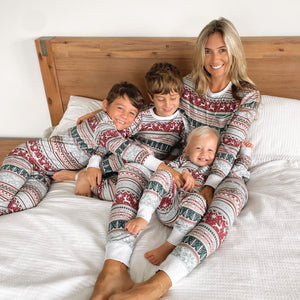 Round Neck Elegant Matching Christmas Pajamas Set